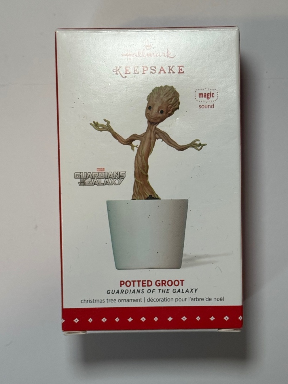 Hallmark 2015 Baby Groot Potted Groot Ornament Guardians Galaxy Magic Sound